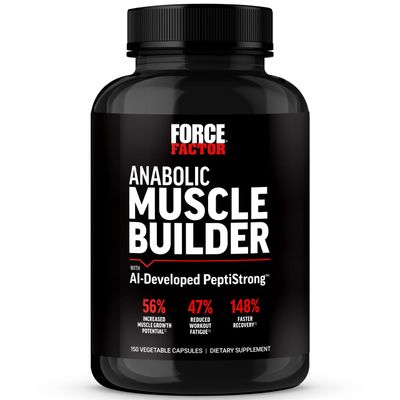 FORCE FACTOR Anabolic Muscle Builder, Muscle Building Support Supplements for Men, Supports Muscle, Strength, and Recovery, Reduces Fatigue, with AI-Developed PeptiStrong, 150 Capsules