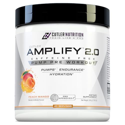 Cutler Nutrition Amplify Pump Pre Workout Caffeine Free Nitric Oxide Booster containing Arginine and Citrulline Pre-Workout for Maximum Pumps