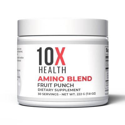 10X Health Amino Blend Fruit Punch - Contains EAA and BCAA Amino Acids Supplement - Essential Amino Acids Powder for Men and Women, Pre and Post-Workout Amino Energy Boost - 30 Servings