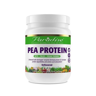 Paradise Herbs Pea Protein Powder, Organic, Keto, Paleo, Vegan, Non GMO, Gluten Free, Unflavored, 15 Servings, 450 G (15.87oz)