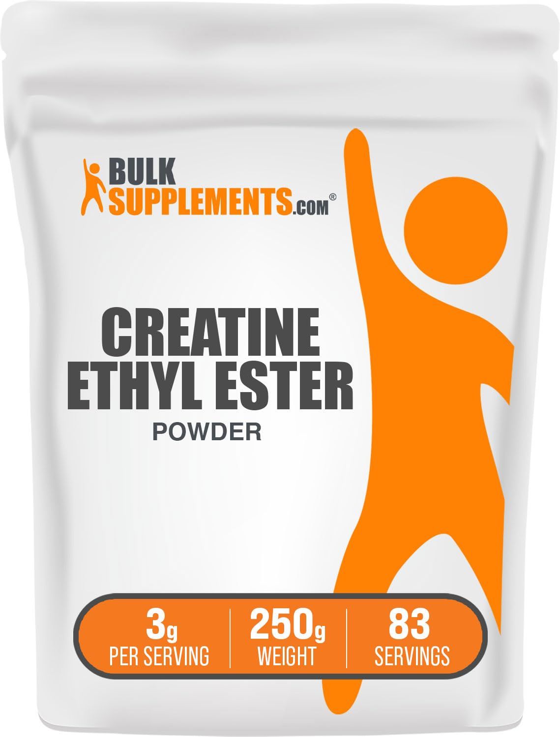 BulkSupplements.com Creatine Ethyl Ester HCl Powder - Creatine Supplement, Creatine Ethyl Ester Powder - Unflavored &amp; Gluten Free, 3g per Serving, 250g (8.8 oz) (Pack of 1)