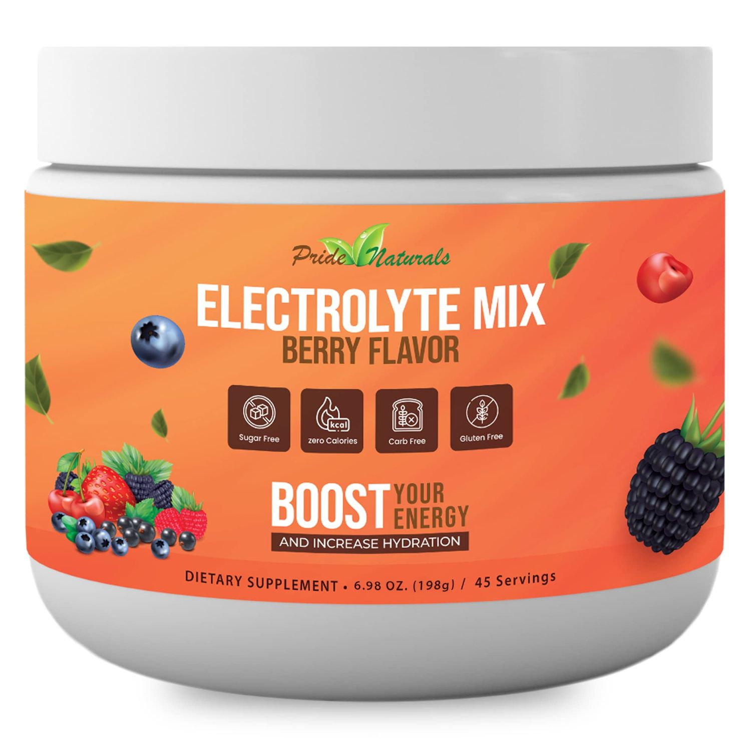 Electrolyte Powder - Refreshing Workout Recovery Electrolytes, Sugar Free, Gluten Free &amp; Vegan, Pure Keto &amp; Paleo Hydration Beverage, Immune Boosting Vitamins (198 Grams, Berry)