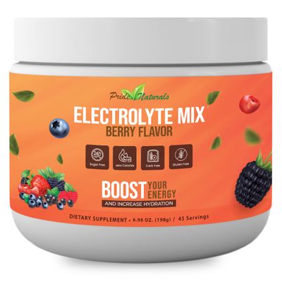 Electrolyte Powder - Refreshing Workout Recovery Electrolytes, Sugar Free, Gluten Free &amp; Vegan, Pure Keto &amp; Paleo Hydration Beverage, Immune Boosting Vitamins (198 Grams, Berry)