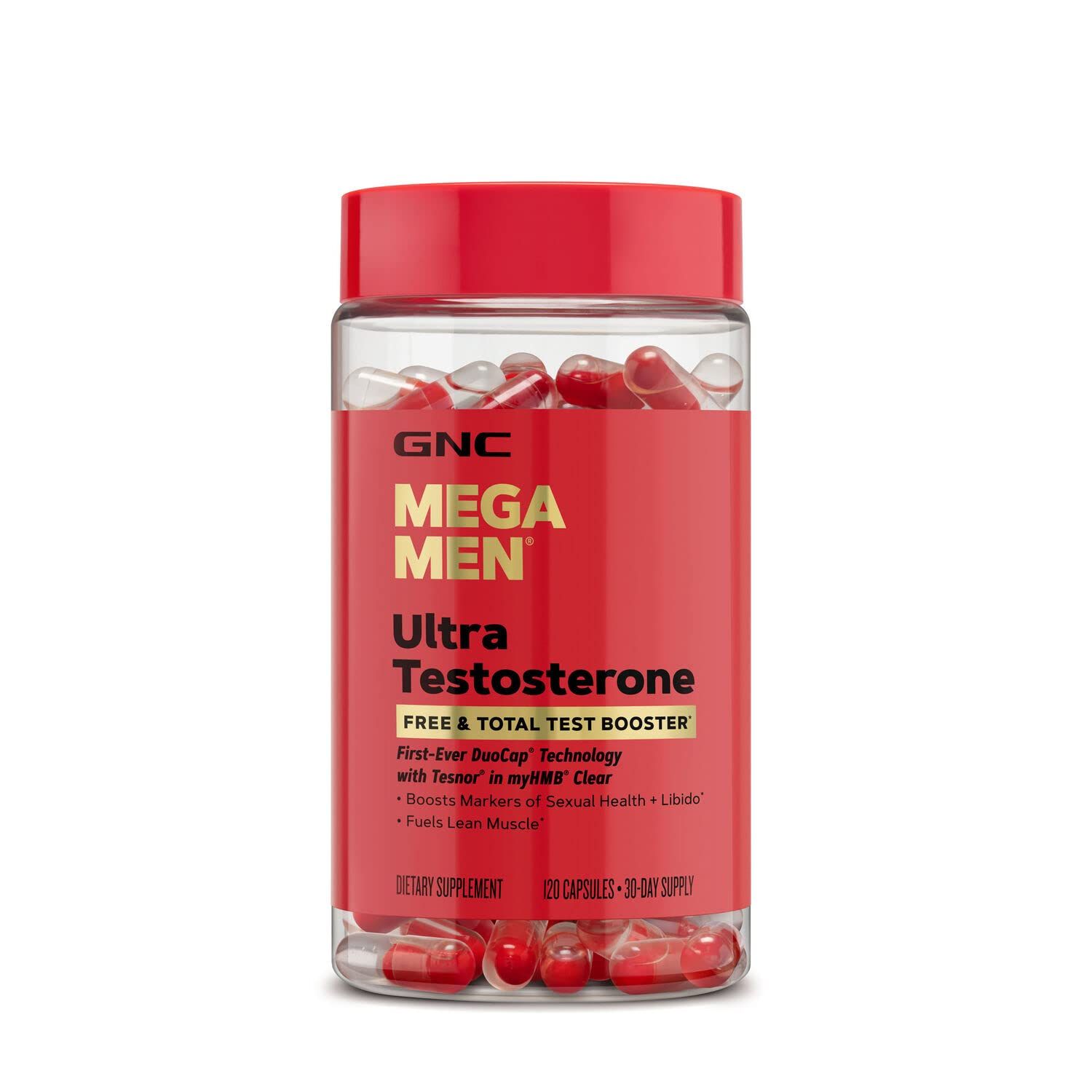 GNC Mega Men Ultra Testosterone | Free &amp; Total Test Booster | 120 Count