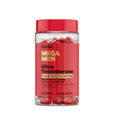 GNC Mega Men Ultra Testosterone | Free &amp; Total Test Booster | 120 Count