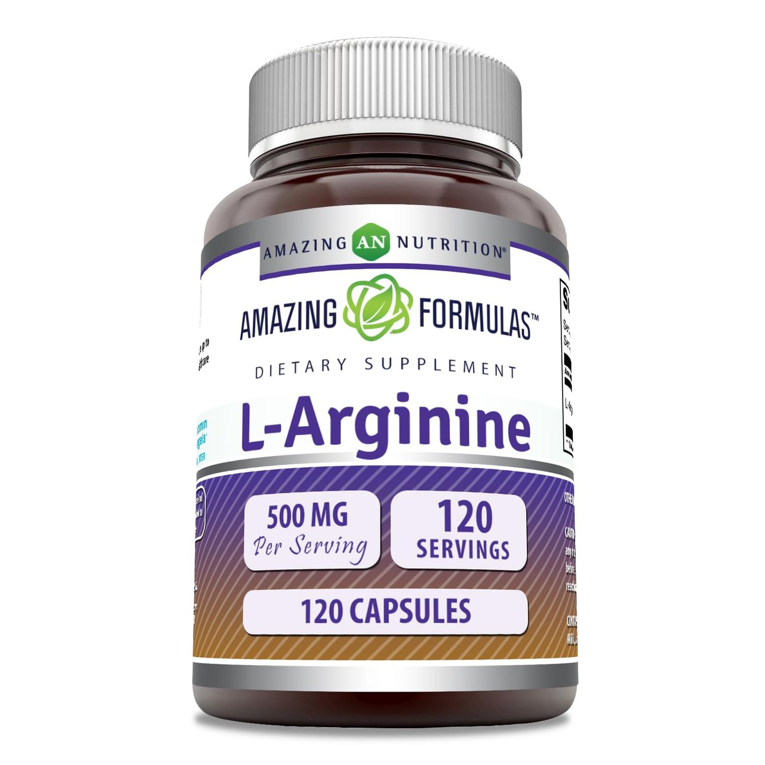 Amazing Formulas L-Arginine Supplement | 500 Mg Per Serving | Capsules | Amino Acid Supplement for Men &amp; Women | Non-GMO | Gluten Free | Made in USA (120 Count)