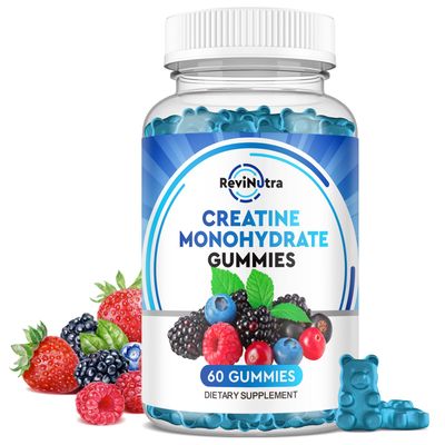 Creatine Monohydrate Gummies for Men &amp; Women, Chewables Creatine Monohydrate with Vitamin B12 for Muscle Growth &amp; Recovery-Vegan, Mixed Berry Flavor, 60 Gummies