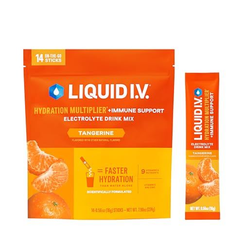 Liquid I.V. Hydration Multiplier +Immune Support - Tangerine | Electrolyte Powder Drink Mix | 1 Pack (14 Servings)