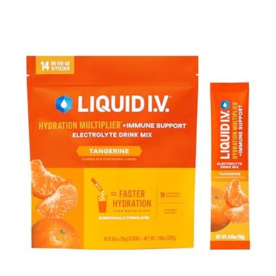 Liquid I.V. Hydration Multiplier +Immune Support - Tangerine | Electrolyte Powder Drink Mix | 1 Pack (14 Servings)