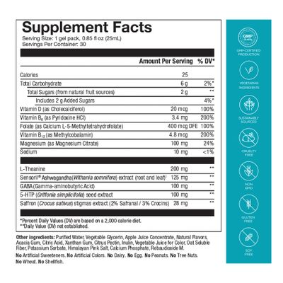 Healthycell Calm Mood - Ashwagandha Supplement for Stress Relief with L-theanine, Magnesium, GABA, Saffron - Cortisol Manager - Maximum Absorption Gel Vitamin for Mood & Relaxation, 30 Gel Packs