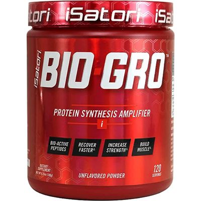 iSatori BIO-GRO Protein Synthesis Amplifier, for Muscle Recovery &amp; Growth, Enhanced Stimulant Free Pre-Workout &amp; Colostrum Supplement with Bio-Active Peptides- Unflavored (120 Servings)