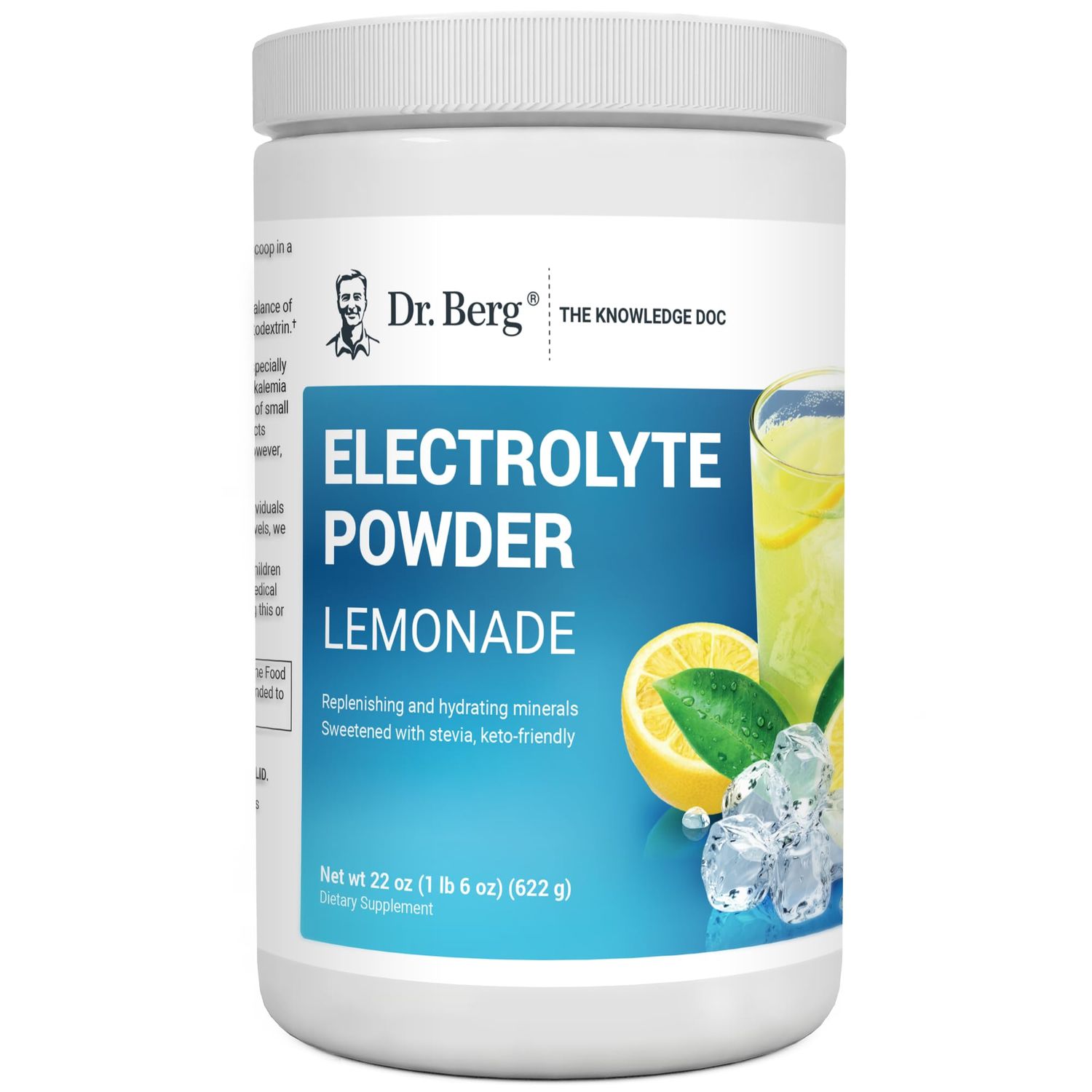Dr. Berg Zero Sugar Hydration Keto Electrolyte Powder - Enhanced w/ 1000 mg of Potassium &amp; Real Pink Himalayan Salt (NOT Table Salt) - Lemonade Flavor Hydration Drink Mix Supplement - 100 Servings