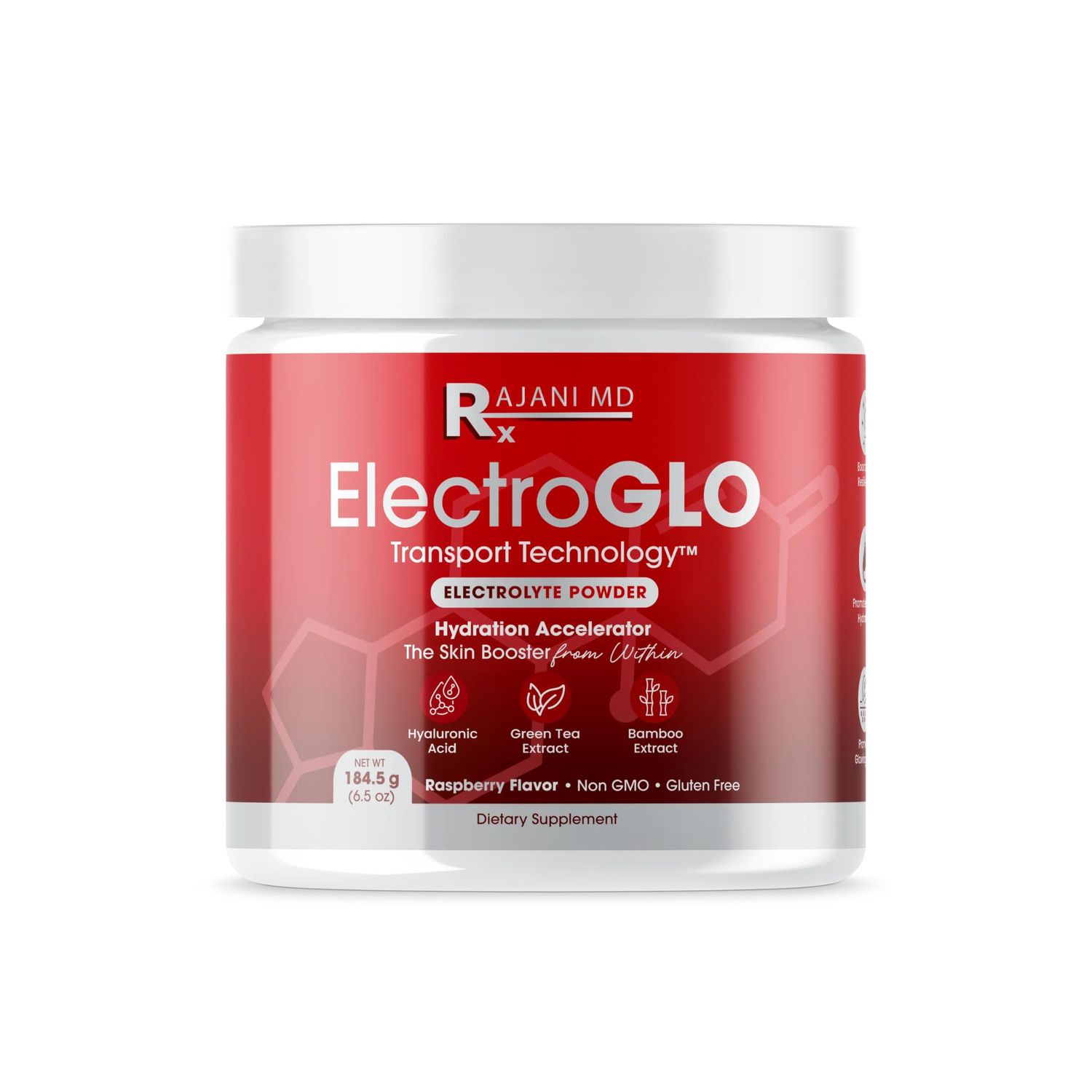 Rajani MD ElectroGLO Raspberry Flavored Electrolyte Powder