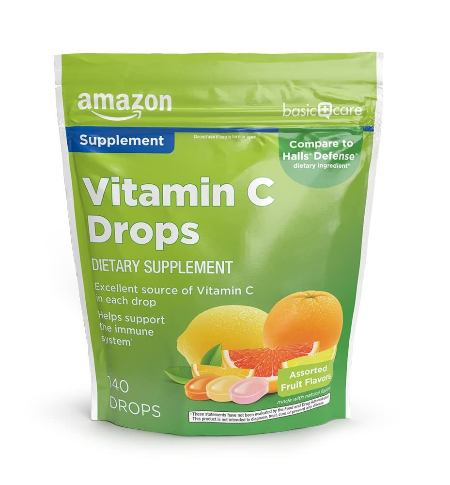 Amazon Basic Care Vitamin C Supplement Drops, Lemon, Orange &amp; Grapefruit, 140 count (Previously SoundHealth)
