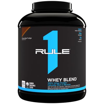 Rule One Proteins, R1 Whey Blend- Chocolate Fudge, 24g Fast-Acting Whey Protein Concentrates, Isolates, and Hydrolysates Per Serving, with Naturally Occurring EAAs and BCAAs, 5lbs