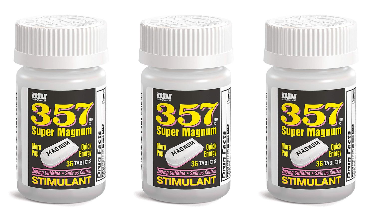 357 HR MAGNUM Super Magnum Stimulant with 200 Milligrams of Caffeine, Pack of 3