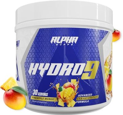 Alpha Supps Hydro 9 Aminos | EAA + Hydration Formula | Essential Amino Acids EAAs Powder with BCAAs &amp; Electrolytes 30 Servings - Pineapple Mango
