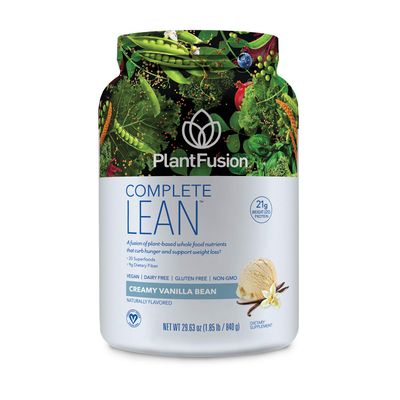 PlantFusion Complete Lean Plant Based Protein Powder - Prebiotic Fiber, Superfoods &amp; Digestive Enzymes - Vegan, Gluten Free, Soy Free, Non-GMO - Vanilla 1.85 lb