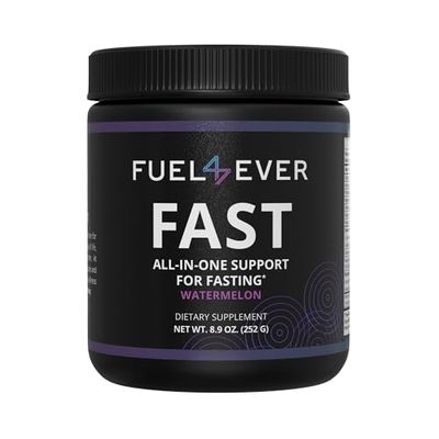 Fuel 4 Ever Fast Fasting Electrolyte Powder | with Creatine, Essential Amino Acids &amp; Green Tea Extract | No Sugar, No Artificial Sweeteners or Ingredients | Watermelon Flavor 30 Servings