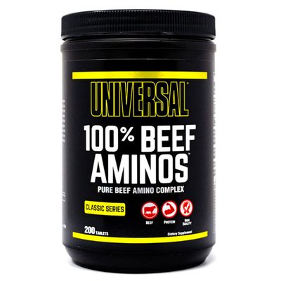 Universal 100% Beef Aminos Tablets | Pure Beef Amino Complex | Full Spectrum EAAs, BCAAs &amp; Protein from Beef Protein Isolate &amp; Pure Desiccated Argentine Beef Liver | 66 Servings, 200 Tablets