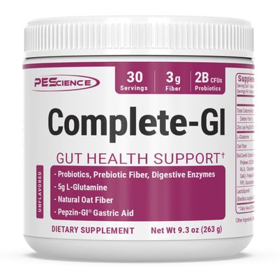 PEScience Complete GI, Unflavored, Probiotic with Zinc Carnosine, Digestive Enzyme, &amp; Prebiotic Fiber Powder, 30 Serving