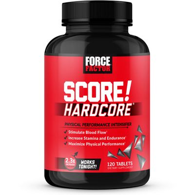 Force Factor Score! Hardcore Nitric Oxide Booster Supplement for Men with L-Citrulline, Yohimbe, Black Maca &amp; B Vitamins to Increase Stamina, and Maximize Physical Performance, 120 Tablets