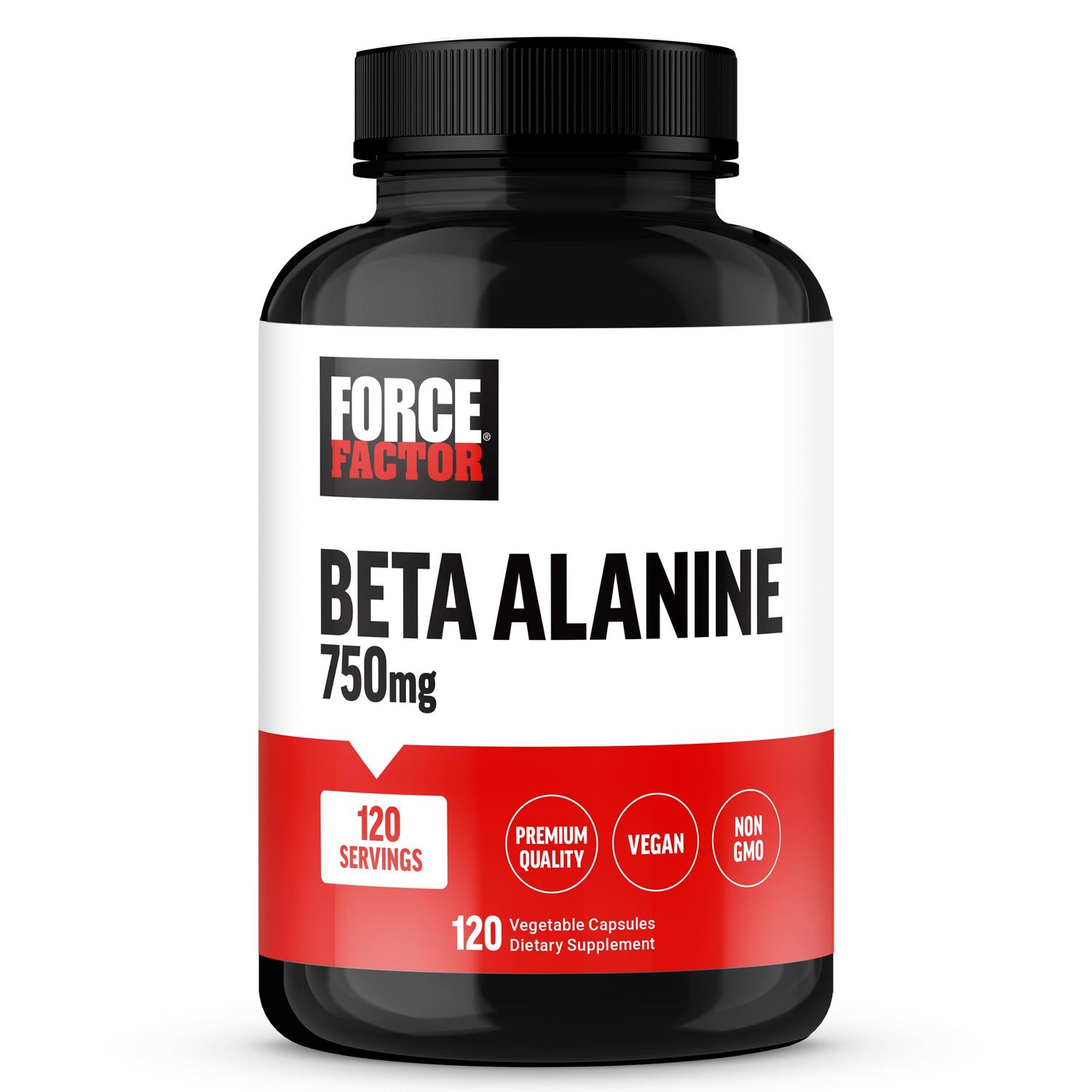 FORCE FACTOR Beta Alanine Capsules, Beta-Alanine Endurance Supplement to Boost Performance &amp; Reduce Fatigue, Clinical Dose, Premium Quality, Vegan, Non-GMO, 120 Capsules