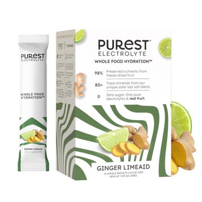 Know Brainer Purest Electrolyte Ginger LimeAid Powder Packets - Whole Food Hydration - Keto Friendly, &amp; Zero Sugar - Organic Freeze-Dried Fruits and Solar Sea Salts for Ultimate Electrolyte Balance