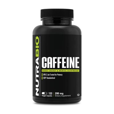 NutraBio 100% Pure Caffeine Capsules (100 Capsules)