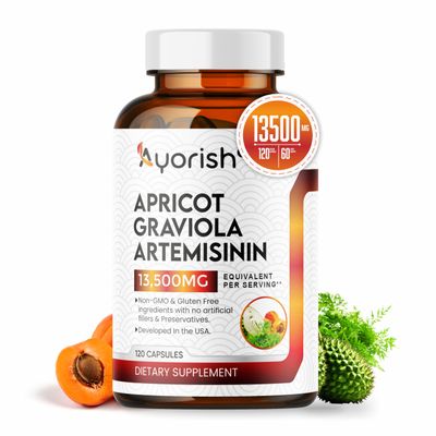 Ayorish Apricot 15:1 Graviola 10:1 Artemisinin 10:1 Extract Capsule 1000 mg Serving (120 Count)