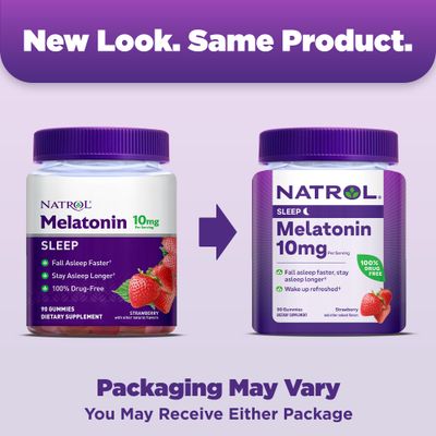 Natrol Melatonin Gummies, Sleep Support for Adults, 10 mg Melatonin Supplement for Sleeping, 90 Strawberry-Flavored Gummies, Up to a 45 Day Supply