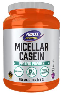 NOW Foods Sports Nutrition, Micellar Casein 19 g, Slow Release, Unflavored Powder, 1.8-Pound