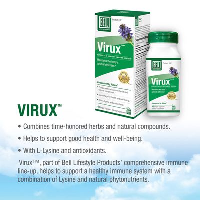 Bell Virux L Lysine and Red Marine - Natural Herbal Blend, Unique Supplement to Boost The Immune System- Lysine 1000mg Capsules