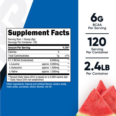 Nutricost BCAA Powder 2:1:1 (Watermelon, 120 Servings) - Gluten Free, Non-GMO, Vegetarian