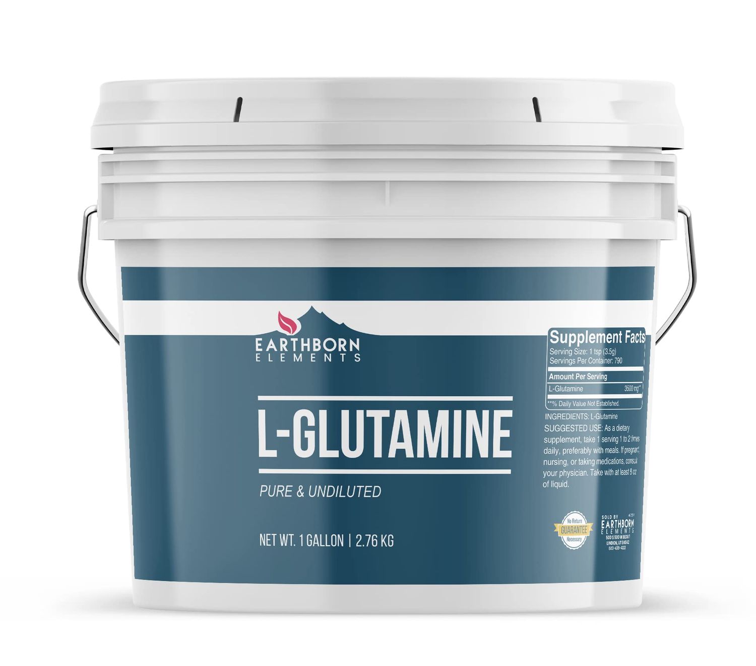 Earthborn Elements L-Glutamine 1 Gallon Bucket, Pure &amp; Undiluted, Dietary Supplement