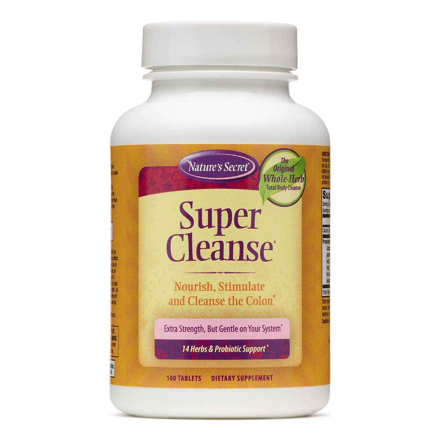 Nature&#39;s Secret Super Cleanse Extra Strength Total Body Cleanse, Support - Stimulating Blend of 14 Herbs with Probiotics - 100 Tablets