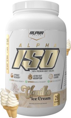 Alpha Supps ISO, Low Carb 100% Whey Protein Isolate Powder, 25 Grams Per Serving, Helps Support Muscle Growth, Low Sugar and Gluten Free (Vanilla Ice Cream, 2 lb)