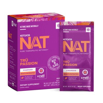 PRVIT Keto//OS NAT Tru Passion Keto Supplements - Charged - Exogenous Ketones - BHB Salts Ketogenic Supplement for Workout Energy Boost for Men and Women (20 Count)
