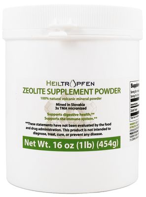 Heiltropfen Zeolite Powder | Dietary Supplement 1 lb - 454 g | Detox | Clinoptilolite 94%+-3 | 3X Activated | Natural Mineral Dust | Ultra FINE Less-Than 2 m