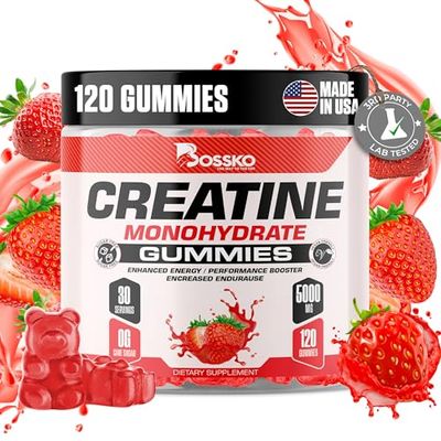 Creatine Monohydrate Gummies 5g (Lab Test) for Men &amp; Women 120 Gummies Advanced Formula L-Taurine Vitamin B12 for Muscle Strength Muscle Builder Energy Boost - PreWorkout Supplement