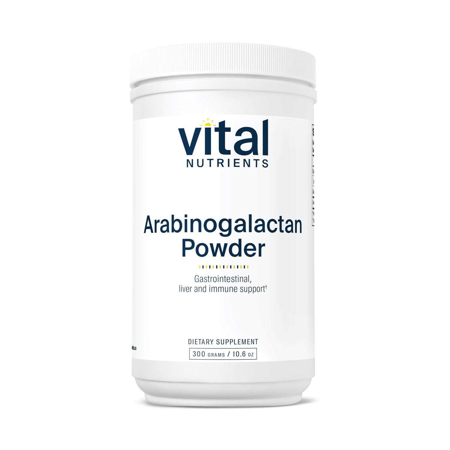 Vital Nutrients Arabinogalactan Powder | Vegan Prebiotic Fiber Supplement for GI Health, Liver, and Immune Support* | Gluten, Dairy, Soy Free | Non-GMO | 300g