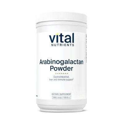 Vital Nutrients Arabinogalactan Powder | Vegan Prebiotic Fiber Supplement for GI Health, Liver, and Immune Support* | Gluten, Dairy, Soy Free | Non-GMO | 300g