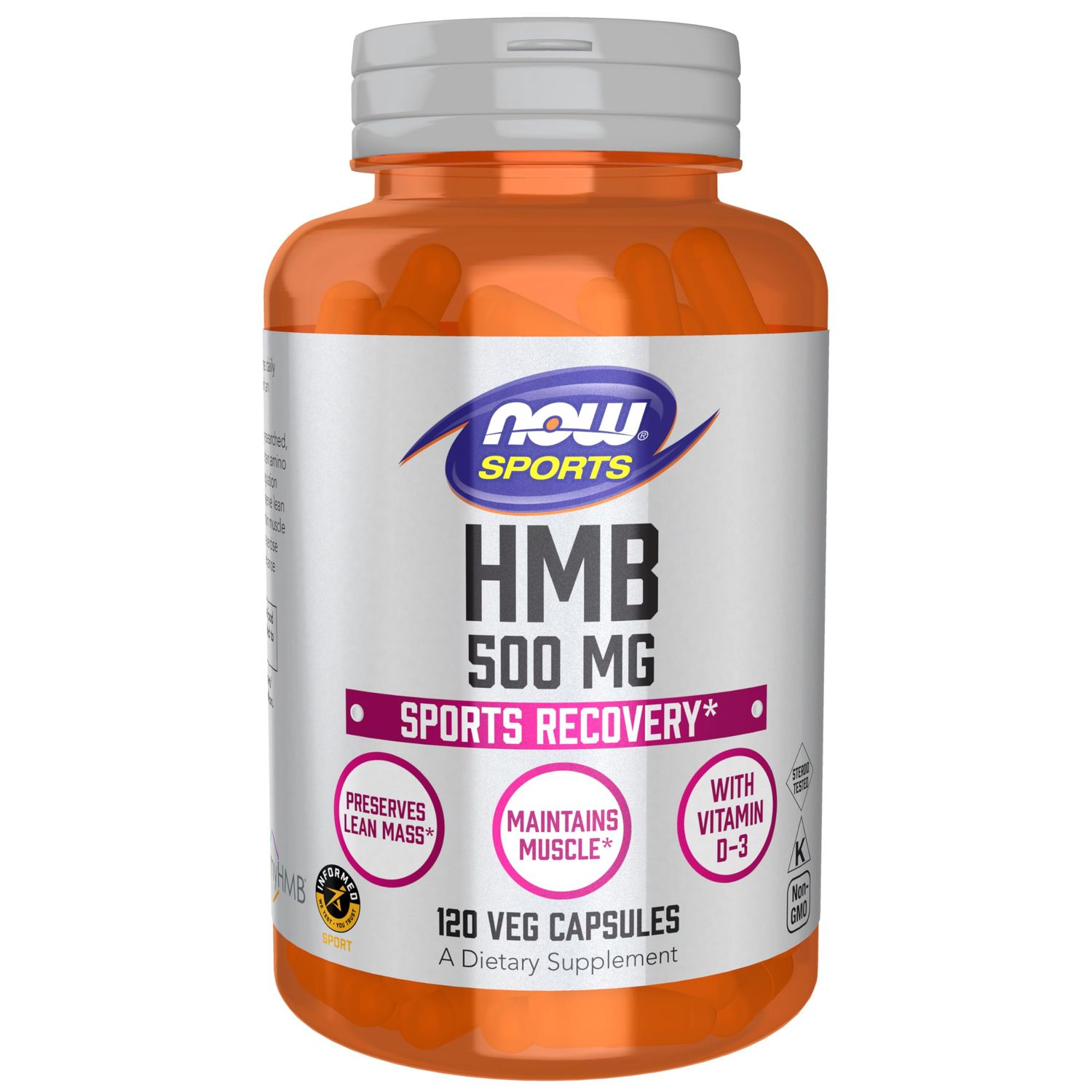 NOW Foods Sports Nutrition, HMB (-Hydroxy -Methylbutyrate) 500 mg, Sports Recovery*, 120 Veg Capsules