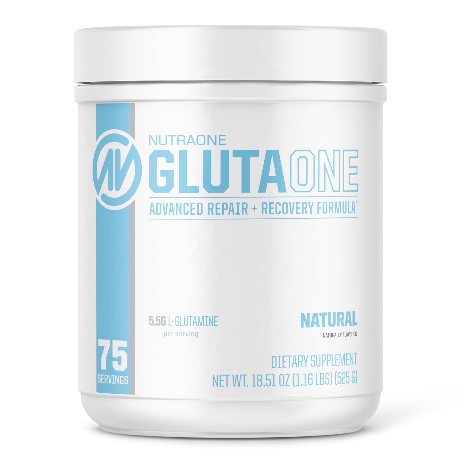 NutraOne GlutaOne L-Glutamine Powder Post Workout Recovery Supplement (75 Servings)