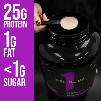 Rule One Proteins Casein - 25g Slow-Release Protein from Premium Micellar Casein for Sustained Amino Acid Delivery, Helps Keep Muscles Fed Overnight for Recovery (4 Pounds*, Vanilla Crme)
