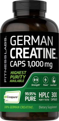 Fitness Labs German Creatine Capsules 1000mg | 300 Count | Monohydrate Fitness Supplement | Non-GMO, Gluten Free