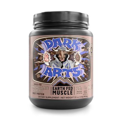 Earth Fed Muscle Dark Arts Dark Chocolate Sea Salt Truly Grass Fed Whey Protein Isolate Powder - Non GMO, Hormone Free, Soy Free, Gluten Free, Keto - 2lb, 26 Servings