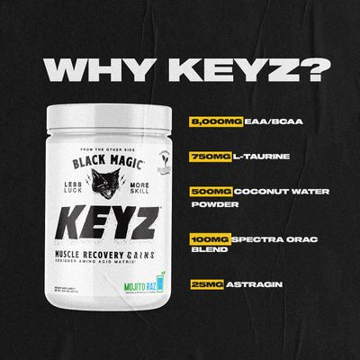 Black Magic Keyz Amino Acid Matrix Powder - Muscle Recovery &amp; Endurance - EAA's, BCAA's, &amp; Taurine - Keto, No Sugar, Caffeine Free - Pina Colada - 14.81 oz