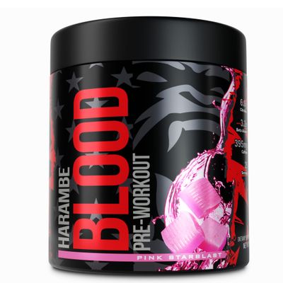 Harambe Blood  Extreme Preworkout Supplement for Men &amp; Women  Strong Pre Workout Powder  395mg Caffeine with Dynamine  Best High Stim Pre-Workout for Pumps, Energy &amp; Focus (Pink Starblast)