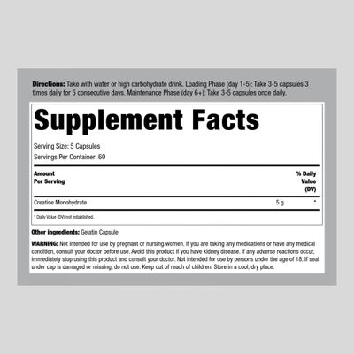 Fitness Labs German Creatine Capsules 1000mg | 300 Count | Monohydrate Fitness Supplement | Non-GMO, Gluten Free